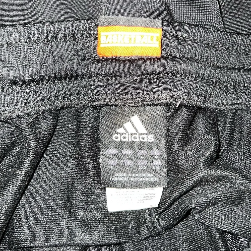 Y2k Adidas Shiny Track Pants Black With Gray Side‎ Stripes Mens Large Activewear